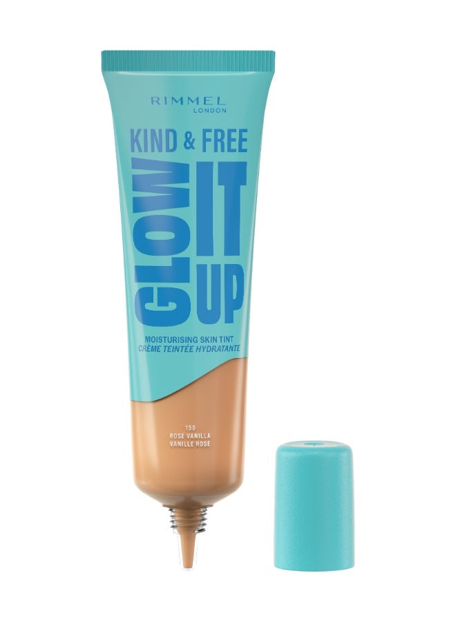 RIMMEL LONDON Glow It Up Moisturising Skin Tint — 150 Rose Vanilla 30ml & Kind & Free All-Day Hydrating Liquid Concealer 20 Light Bundle - Image 2